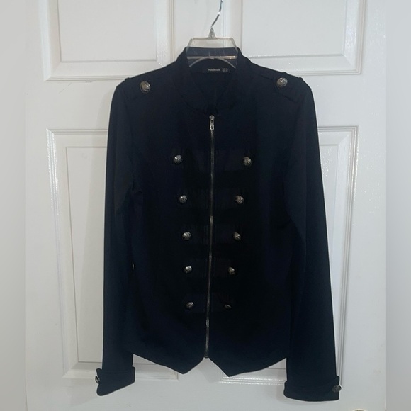 PattyBoutik Black Military Jacket - Picture 2 of 7